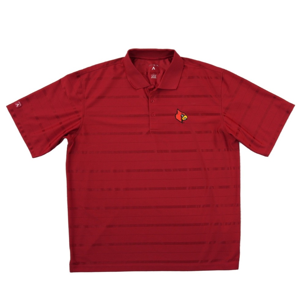 Antigua Polo Shirt Mens Size XL Red Striped University Louisville Cardinals NCAA